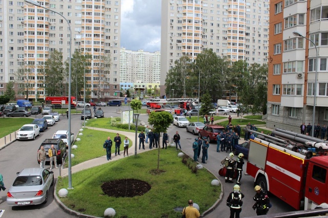 В Новой Москве прошли учения по тушению пожара в высотном здании